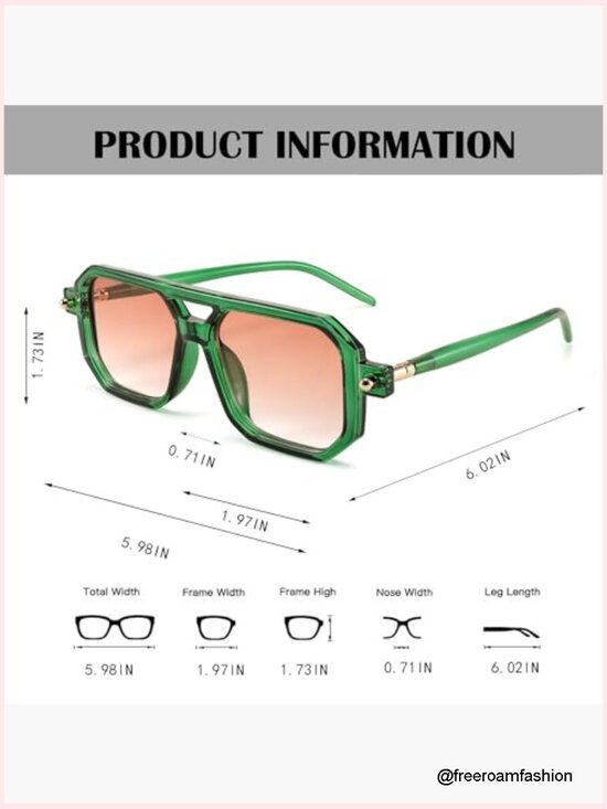 Retro Square Aviator Sunglasses UV400 Protection Plastic Frame Unisex main image 4